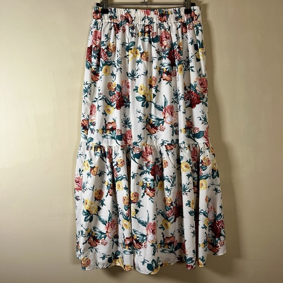 Milk and Honey Floral Layered Ruffle Midi Skirt L Romantic Spring Love - Picture 3 of 7